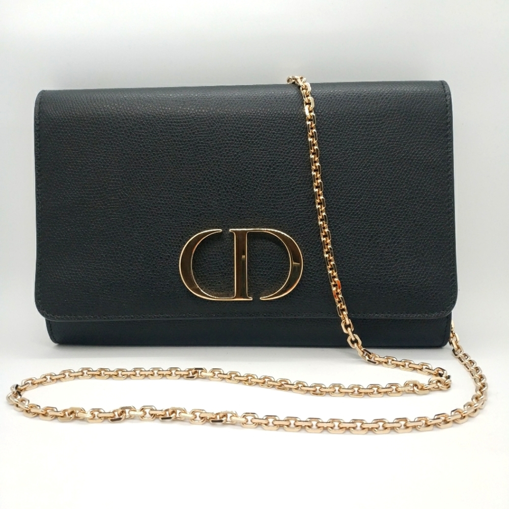 Dior 30 Montaigne Black Grained Calfskin Pouch